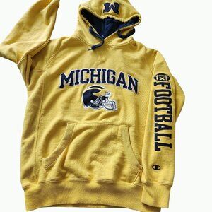 Champion Michigan Wolverines Hoodie Football Helmet Logo Patch Thick  Size S